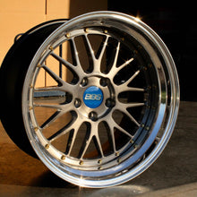 Load image into Gallery viewer, 19-inch BBS LM227/228 wheel with brushed finish and 5x120 bolt pattern, featuring a polished rim and multi-spoke design.