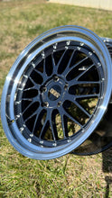 Load image into Gallery viewer, 19-inch BBS LM wheel in black and blue for Porsche 997 widebody, metallic finish with diamond-cut rim, 5x130 fitment.
