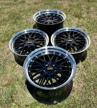 Load image into Gallery viewer, 19-inch BBS LM black and blue alloy wheels for Porsche 997 wide body.