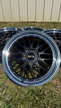 Load image into Gallery viewer, 19-inch BBS LM wheel in black and blue for Porsche 997 wide body, two-piece die-forged aluminum, diamond-cut rim.