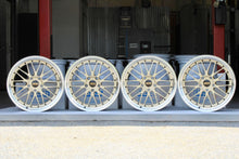 Load image into Gallery viewer, 20-inch BBS LM471 and LM472 wheels for Porsche 991, gold finish with polished lip, front 20x9 +42, rear 20x12 +50, PCD 5x130.