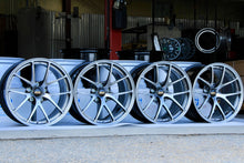 Load image into Gallery viewer, Set of 4 BBS RI-A wheels, 18-inch size, in diamond black finish, suitable for E46 M3 and E9X M3, showcasing concave design.