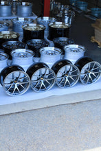 Load image into Gallery viewer, 18-inch BBS RI-A wheels in diamond black, concave design, fit for E46 M3, E9X M3, lightweight forged monoblock, on display.