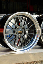 Load image into Gallery viewer, 19" BBS LM287 black and blue wheel for Porsche 997, 5x130 PCD, 2-piece die-forged aluminum with diamond cut rim finish.