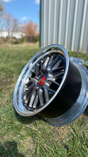 Load image into Gallery viewer, 19-inch BBS LM227/228 brushed 3-piece wheels with custom lips on grass.