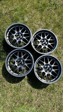 Load image into Gallery viewer, Set of four BBS RG-R diamond black wheels, 18x8.5, PCD 5x120, on grass