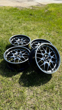 Load image into Gallery viewer, 18-inch BBS RG-R wheels with diamond black finish for BMW E30, E36, E34, E24, lightweight die-forged aluminum, set of four.