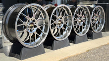 Load image into Gallery viewer, Set of four 18-inch BBS RG-R wheels in diamond black finish, ideal for BMW models like E30 M3, featuring lightweight die-forged aluminum design.