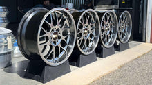 Load image into Gallery viewer, Set of four 18" BBS RG-R diamond black wheels with 5x120 bolt pattern, ideal for BMW E30 M3 and other models, showcased outdoors.