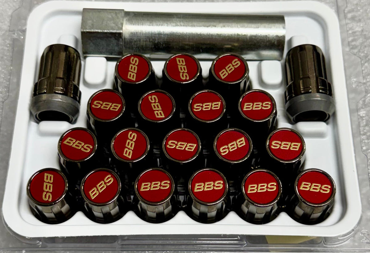セキュリティ BBS Racing Lug Nut Kit M12xP1.5 BBS Racing Lug Nut Kit - Black / Red (20 pc.) – Ehrlich Wheel Works