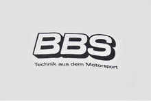 Load image into Gallery viewer, BBS logo on classic RS ad t-shirt, featuring "Technik aus dem Motorsport" text.