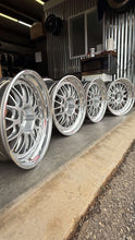 Load image into Gallery viewer, Set of 18-inch BBS E88 Wheels in Silver, Designed for E46 M3 and E9X M Models, Displayed in Garage