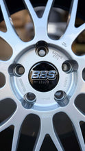 Load image into Gallery viewer, Close-up of BBS LM225 20-inch wheel with gloss silver finish, suitable for BMW models with 5x120 PCD bolt pattern.