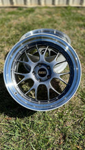Load image into Gallery viewer, 20-inch BBS LM-R wheel with diamond black disk and silver diamond-cut rim for F8X M, 5x120 fitment, on grass.
