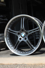 Load image into Gallery viewer, 19-inch SSR GT3 wheel in dark metallic grey with BMW center cap, high polished outer rim, and satin black details, PCD 5x120.