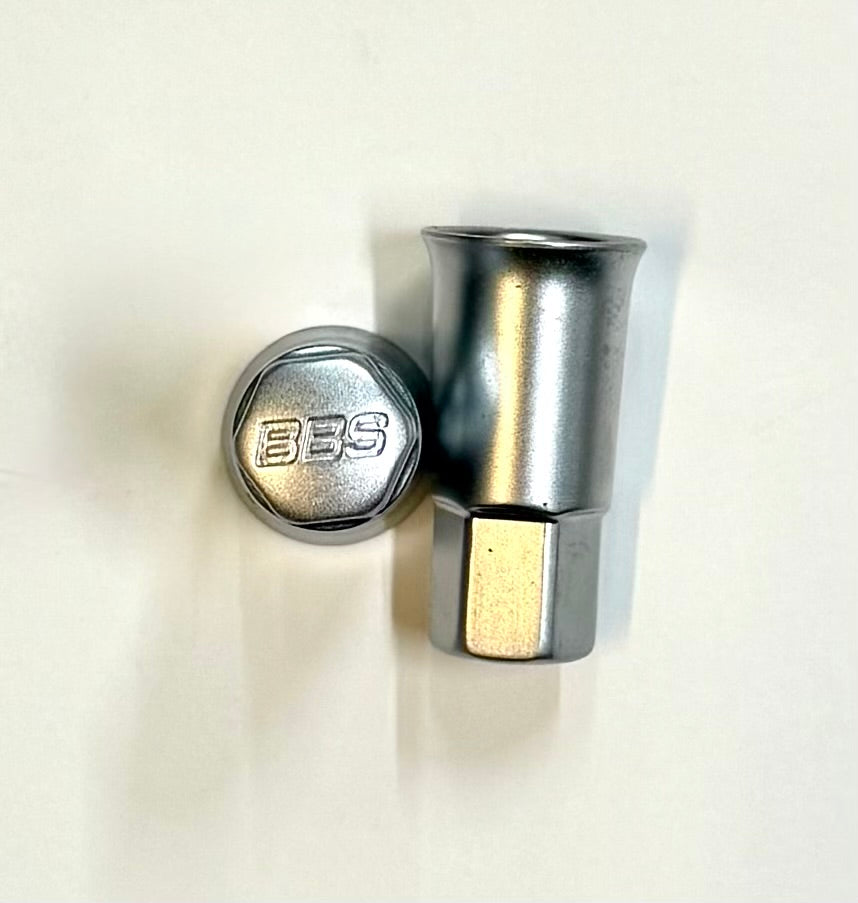 Genuine BBS Embossed Aluminum Valve Stem Cap / Sleeve for Rubber