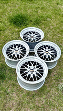 Load image into Gallery viewer, Set of four 19-inch BBS LM series wheels with diamond silver finish showcasing classic mesh design, perfect for BMW E46 M3 fitment.
