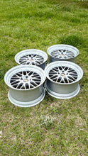 Load image into Gallery viewer, 19-inch BBS LM272 / 281 wheels, mesh design, diamond silver finish, set of four on grass; perfect E46 M3 and E9X M fitment, 5x120.
