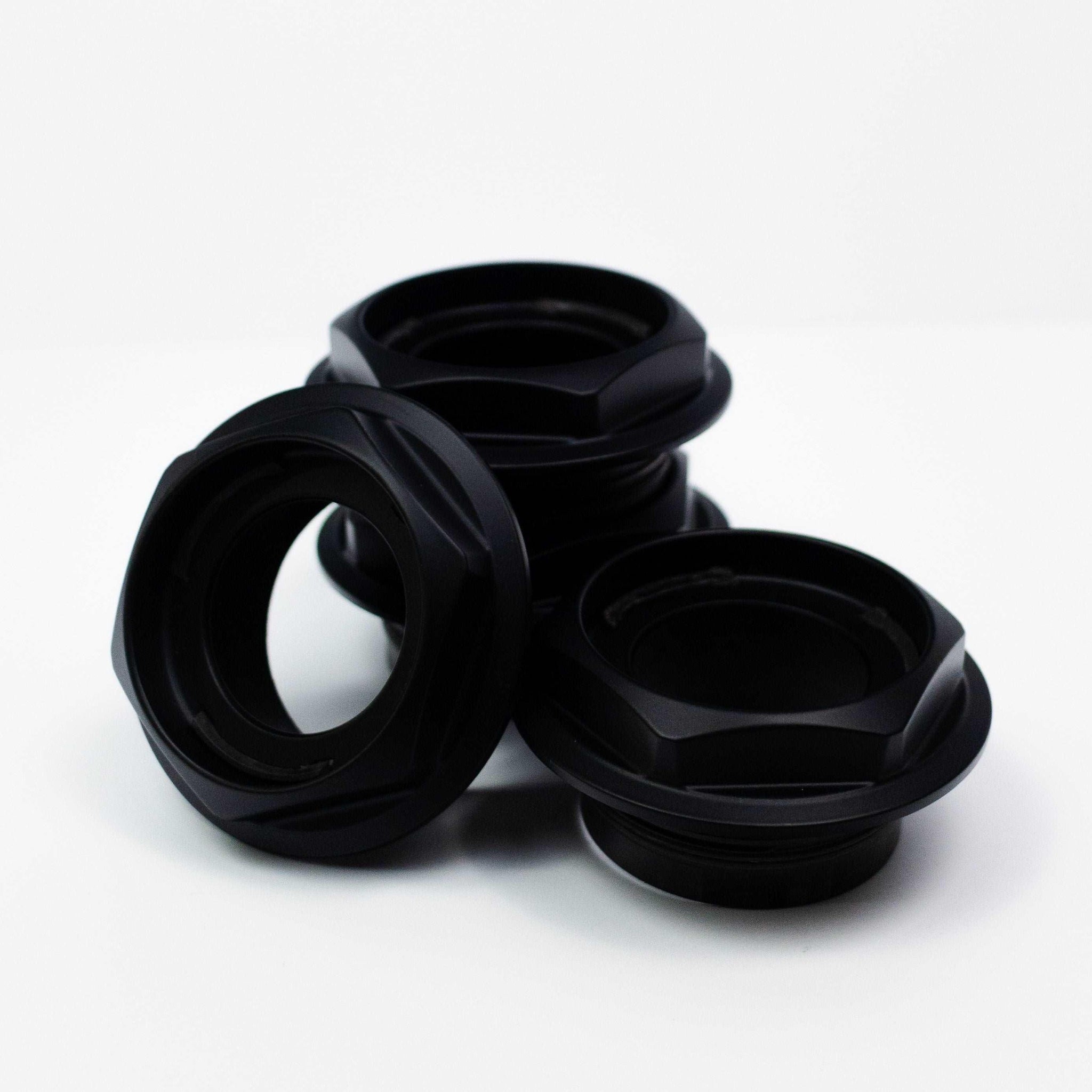 BBS RS Hex Caps With Satin Black Finish: Half Height, Large Thread