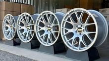 Load image into Gallery viewer, Set of four 20-inch BBS CHR 103 wheels in bright silver with polished stainless lip, designed for Audi, Mercedes, VW, and BMW G8X models.
