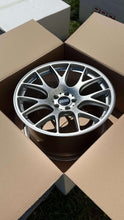 Load image into Gallery viewer, 20&quot; BBS CHR 103 wheel in box, bright silver with polished stainless lip, featuring a super concave design for Audi and Mercedes fitment.
