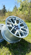 Load image into Gallery viewer, 20&quot; BBS CHR 103 wheel, bright silver with polished stainless lip, showcased outdoors, suitable for Audi, Mercedes, VW, BMW fitment.
