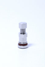 Load image into Gallery viewer, BBS Motorsports 8mm metal valve stem on a white background, suitable for BBS wheels, includes cap, part number 09.15.122.
