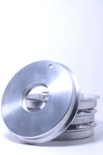 Load image into Gallery viewer, Billet Work Emitz Center Caps in polished aluminum finish for classic wheels, precision-crafted for durability and style.
