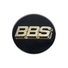 Load image into Gallery viewer, BBS Genuine 3D Logo Cap, 80mm, black and gold, for RS2 and Super RS wheels, with 3 tabs, 56.24.038, set of 4, stylish design
