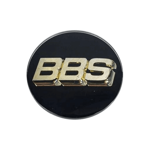 BBS Genuine 3D Logo Cap, 80mm, black and gold, for RS2 and Super RS wheels, with 3 tabs, 56.24.038, set of 4, stylish design
