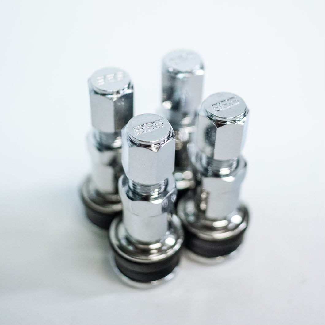 Genuine BBS Embossed Valve Stem - 11.3mm Steel (Polished) (Set of Genuine BBS Embossed Valve Stem - 11.3mm Steel (Polished) (Set of